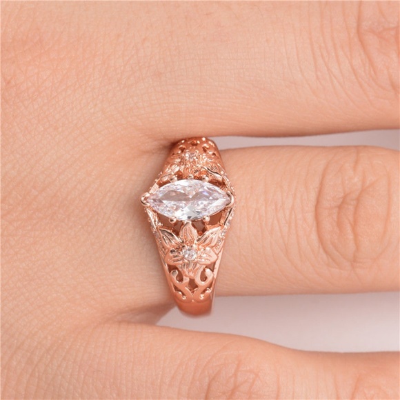 Rose Gold Filled Marquise Cut White Sapphire New - Picture 3 of 3